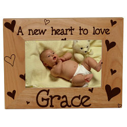 New Baby "She's All Heart" Personalized Wood Picture Frame